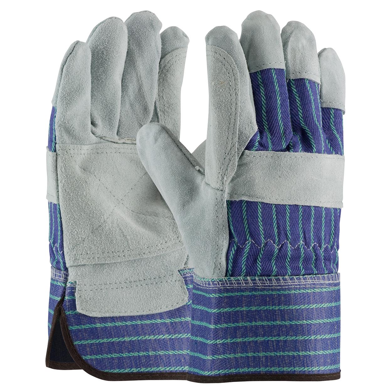 Gray/Blue Leather Gloves - PIP - Durable Split Cowhide