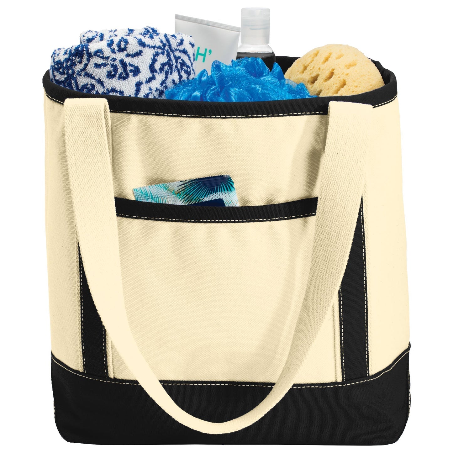 Natural/Black Tote Bags - Port Authority - Sturdy Canvas