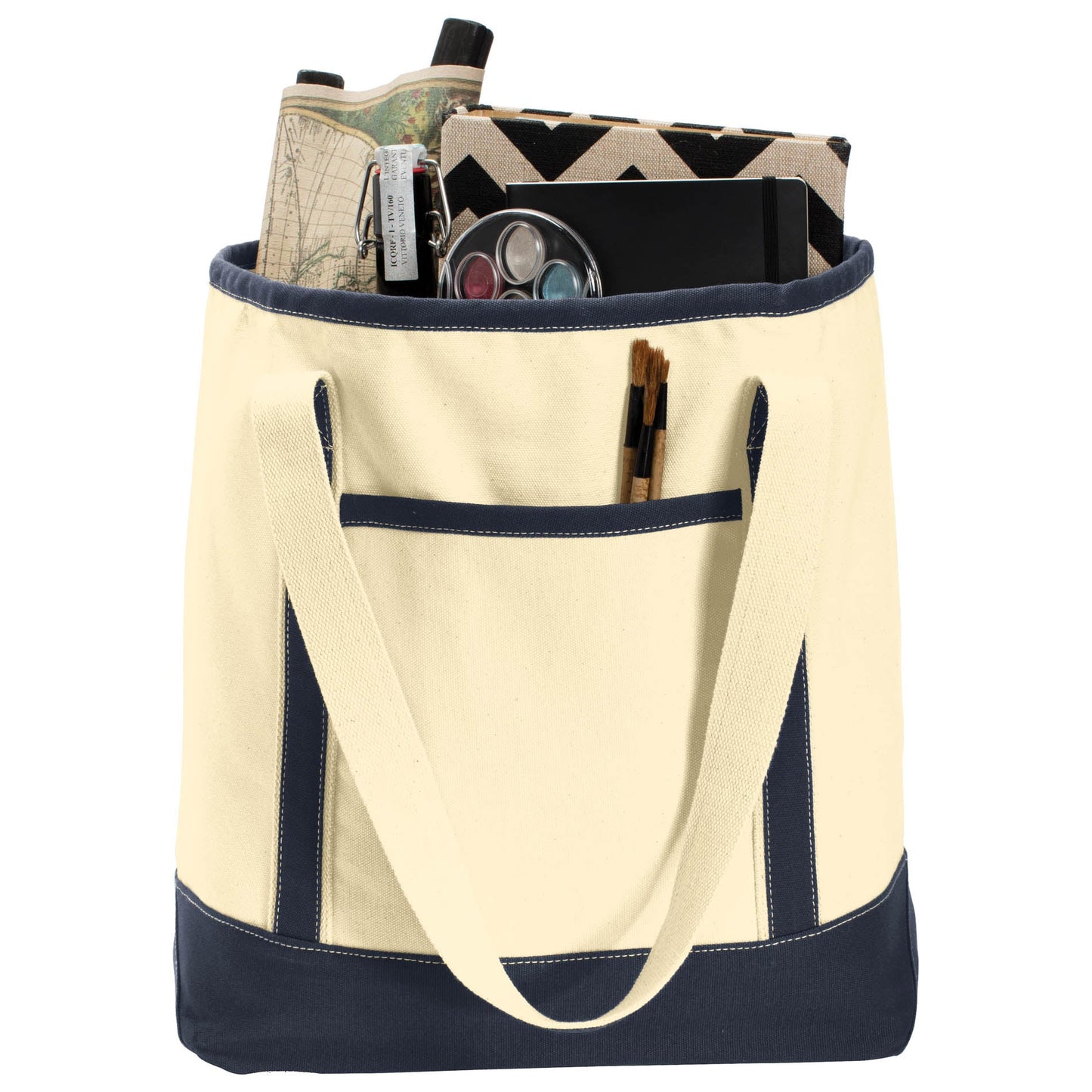 Natural/Black Tote Bags - Port Authority - Sturdy Canvas