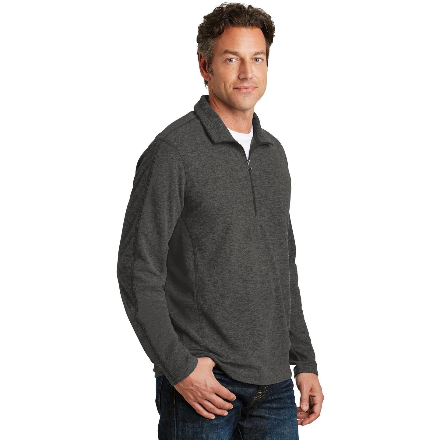 Black Charcoal Heather Sweatshirts - Port Authority - Soft Fabric