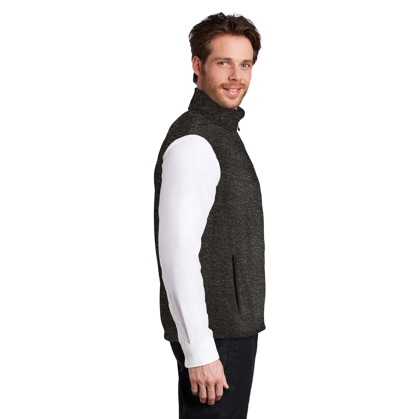 Black Heather Vest - Port Authority - Cozy Fleece - Stylish