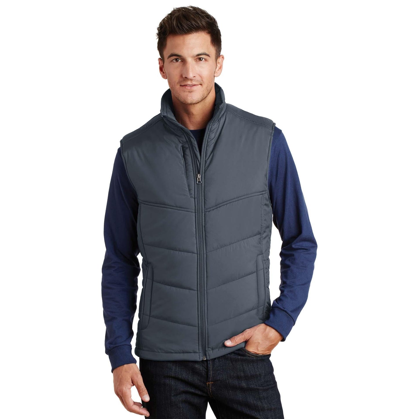 Mediterranean Blue Puffy Vest - Port Authority - Cozy Layer