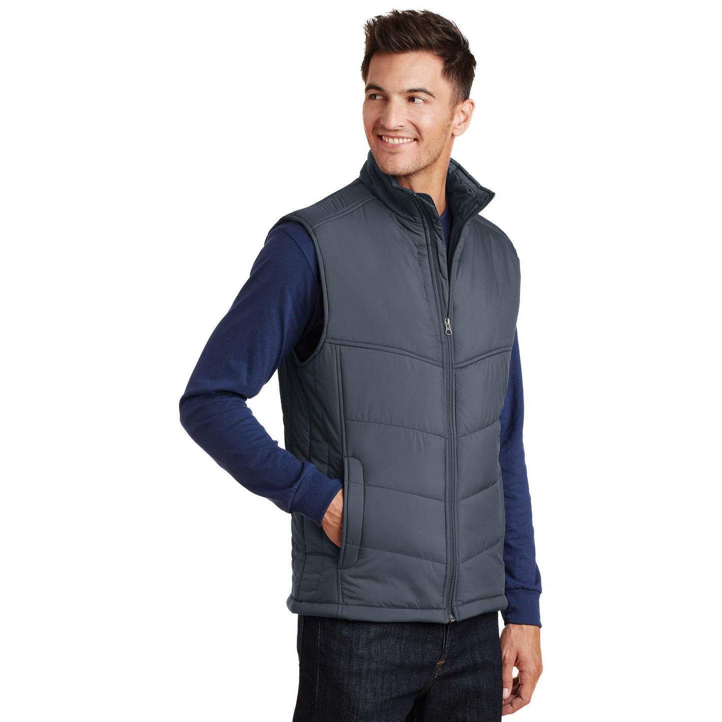 Mediterranean Blue Puffy Vest - Port Authority - Cozy Layer