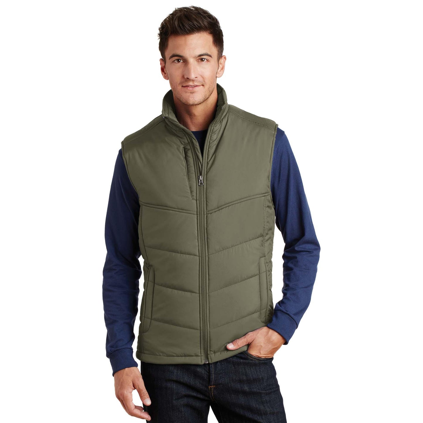 Mediterranean Blue Puffy Vest - Port Authority - Cozy Layer