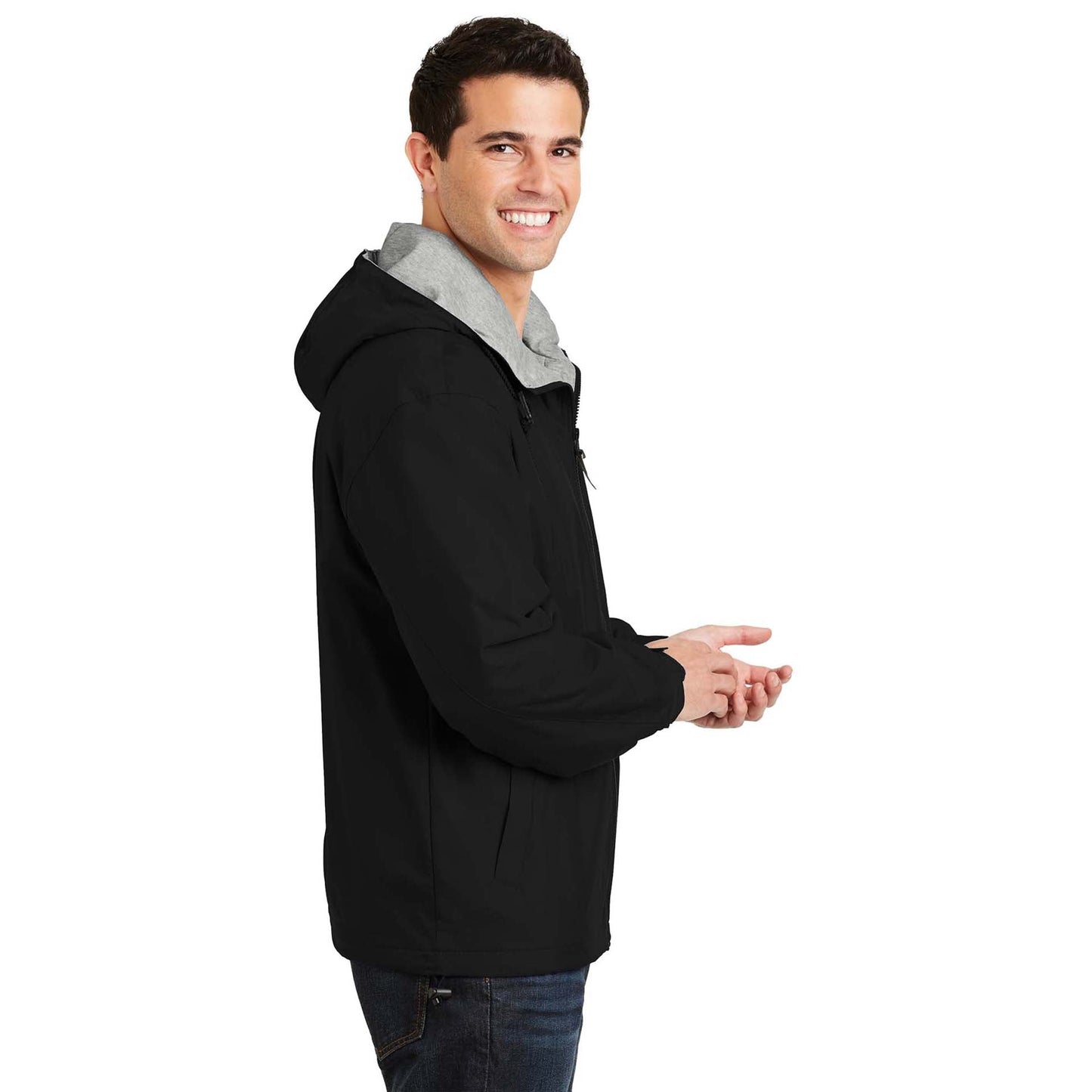 Black/Light Oxford Jacket - Port Authority - Nylon Shell