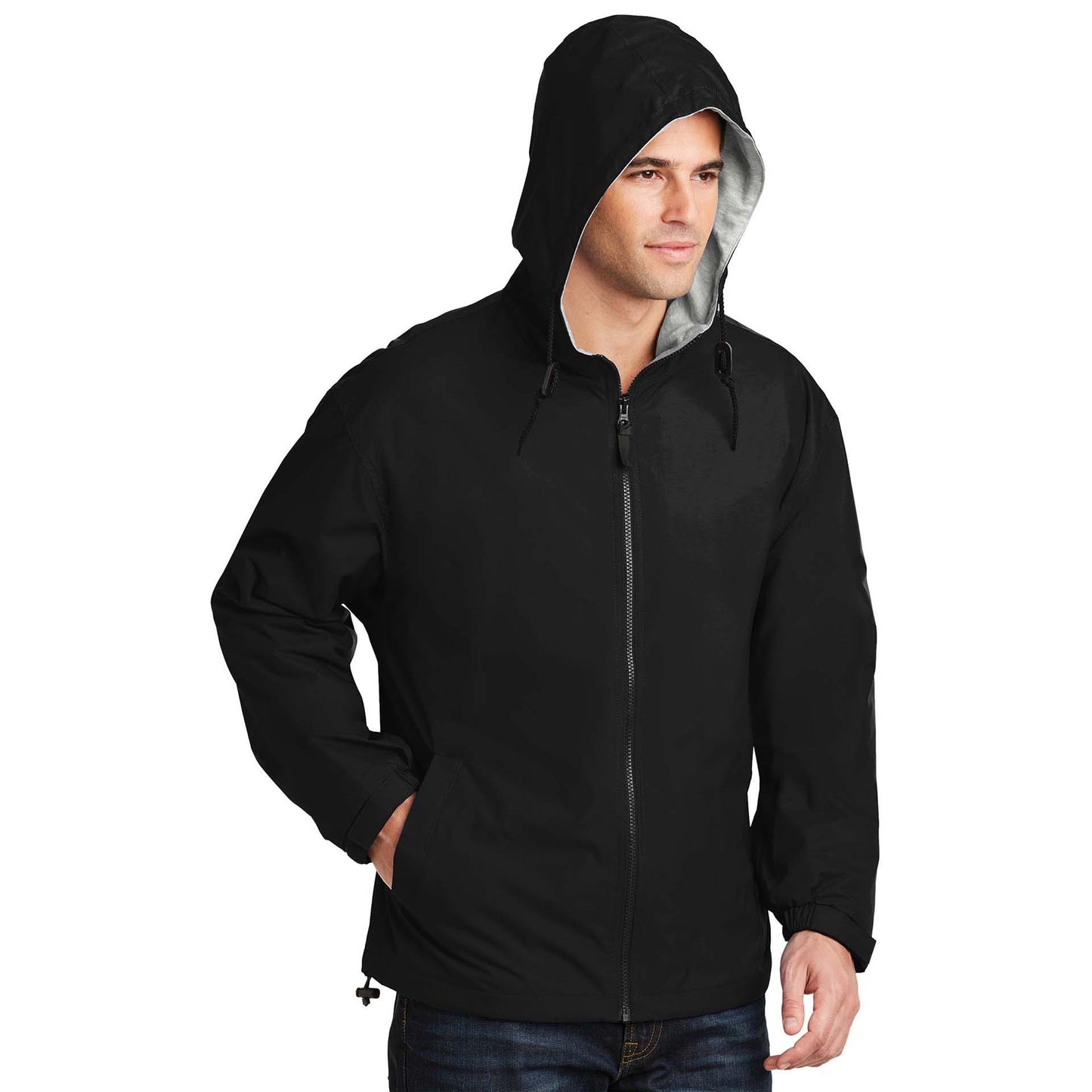 Black/Light Oxford Jacket - Port Authority - Nylon Shell
