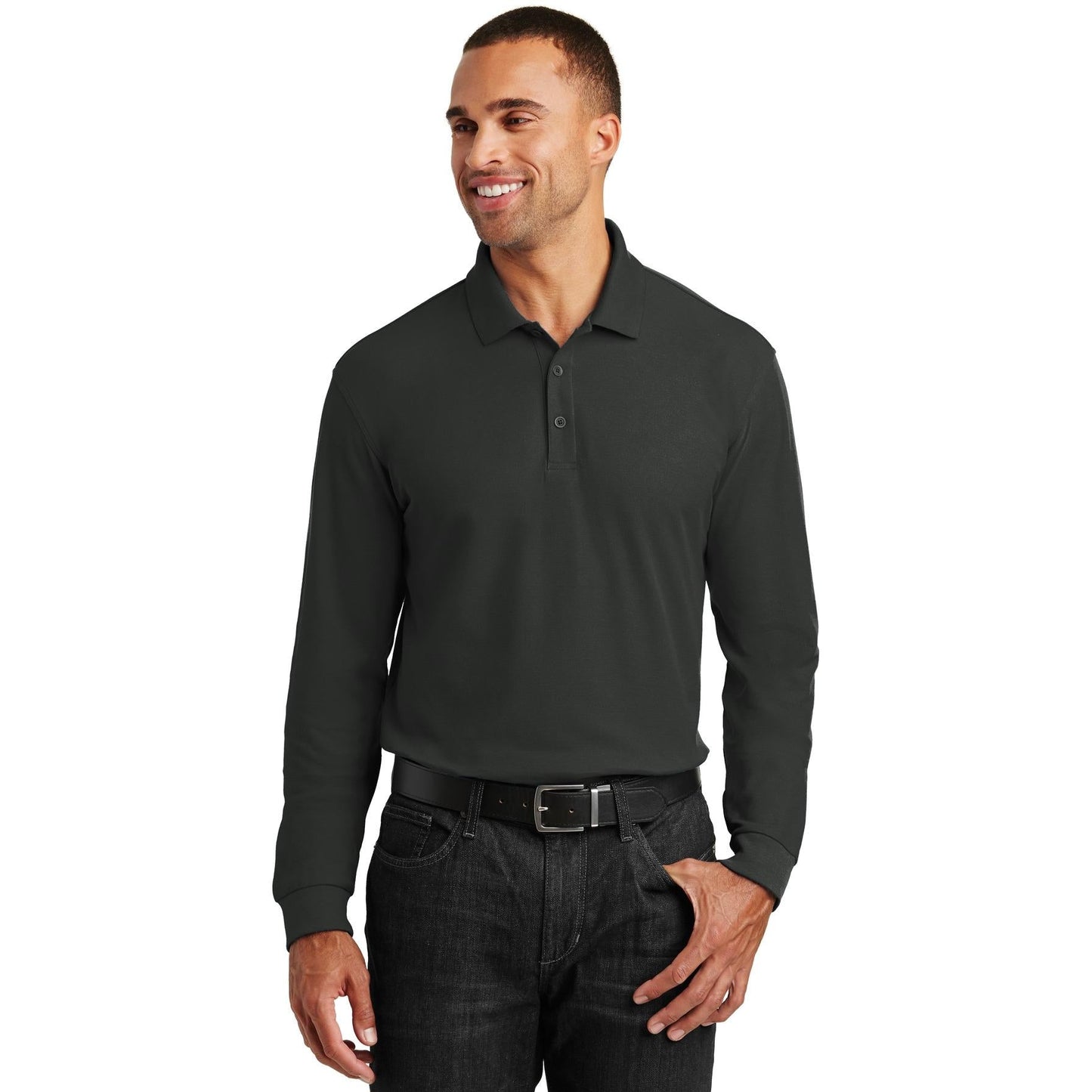 Deep Black Polo Shirts - Port Authority - Durable Pique