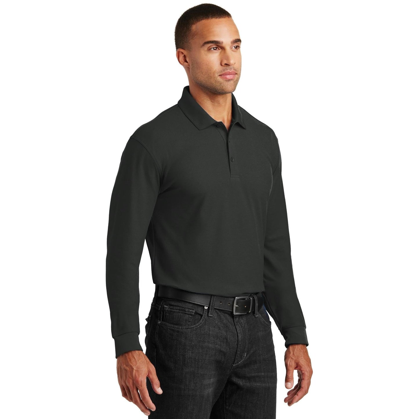 Deep Black Polo Shirts - Port Authority - Durable Pique