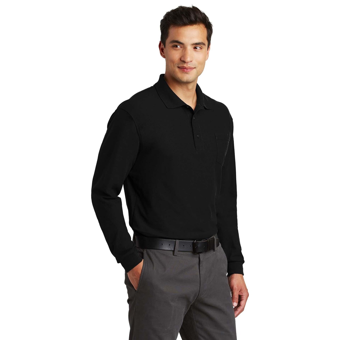 Black Polo Shirt - Port Authority - Soft Silk Touch