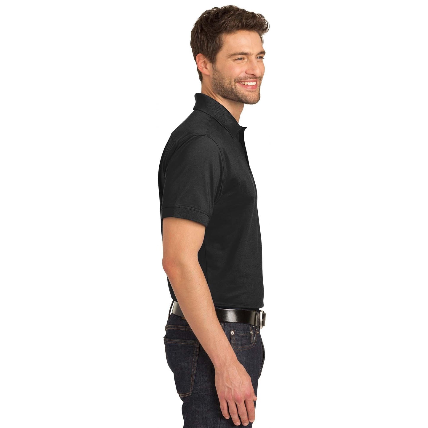 Black Polo Shirt - Port Authority - Stretch Pique, Soft