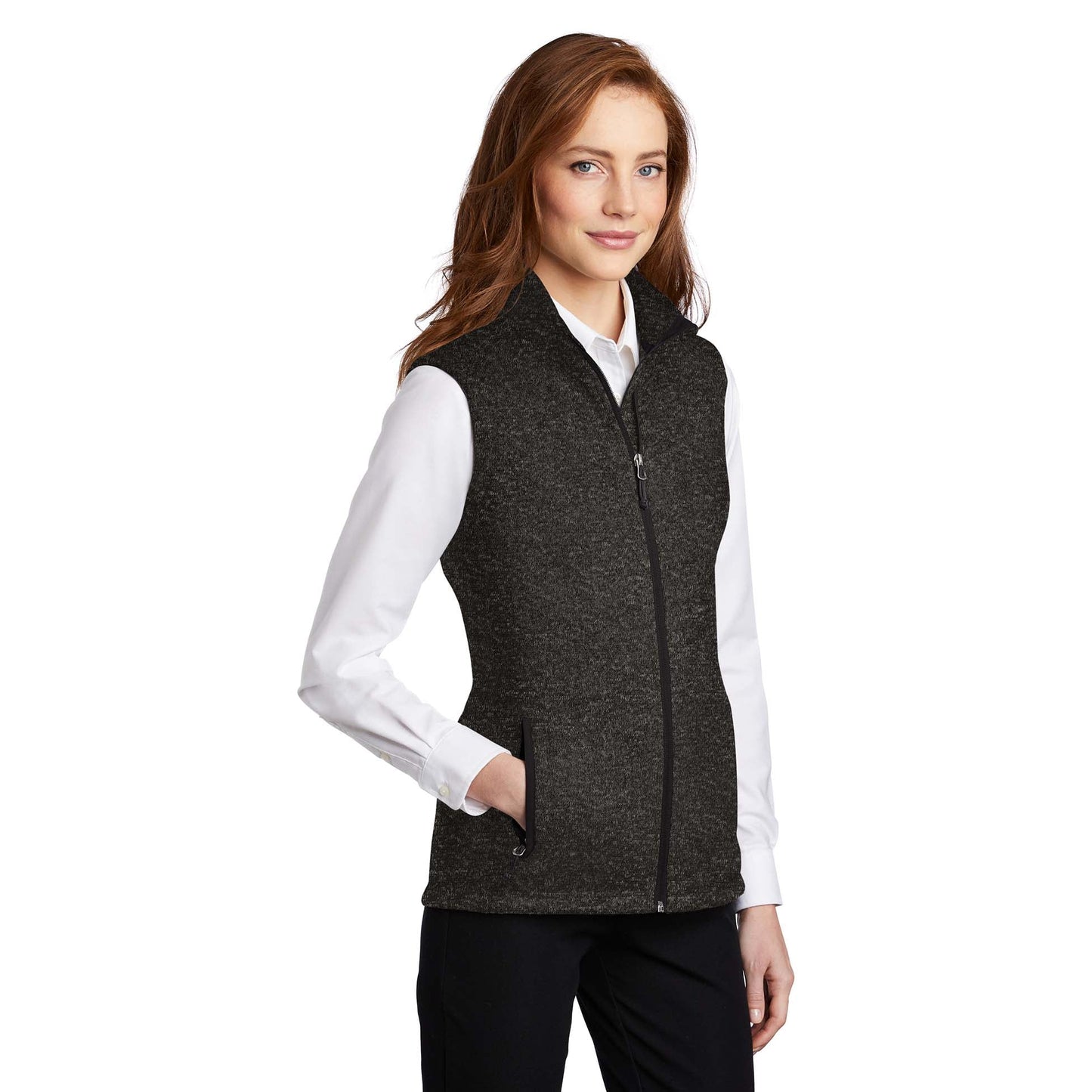 Black Heather Vests - Port Authority - Cozy Fleece