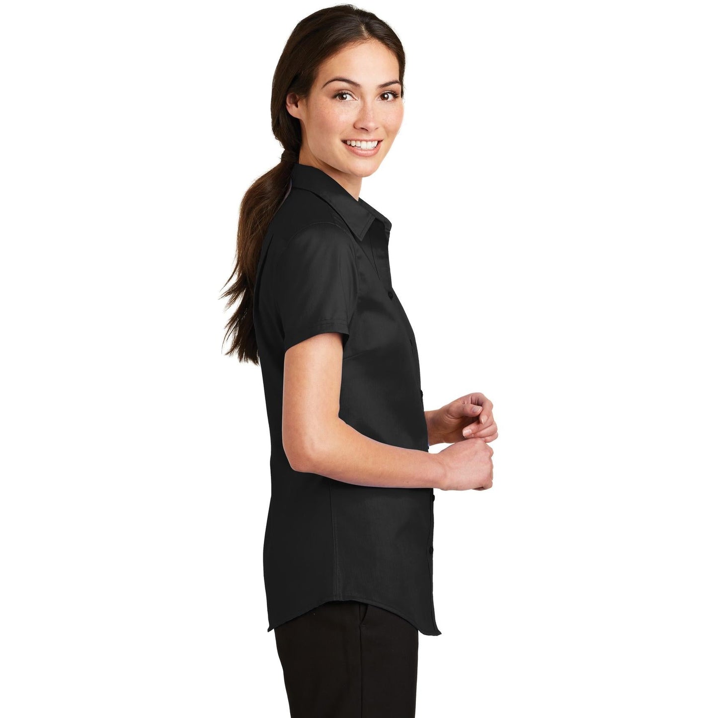 Black Button Up Shirt - Port Authority - Short Sleeve