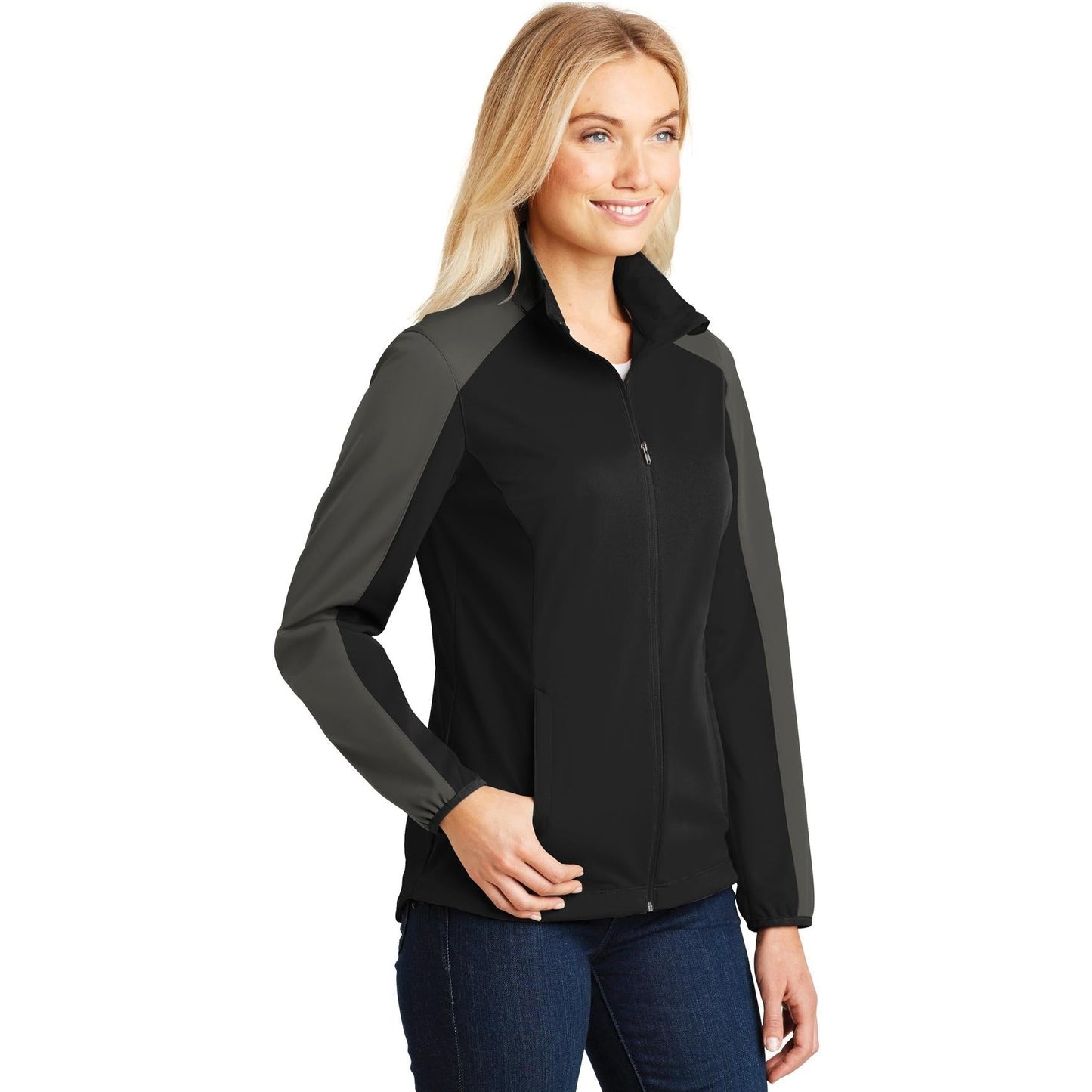 Deep Black Colorblock Jacket - Port Authority - Water-Resistant