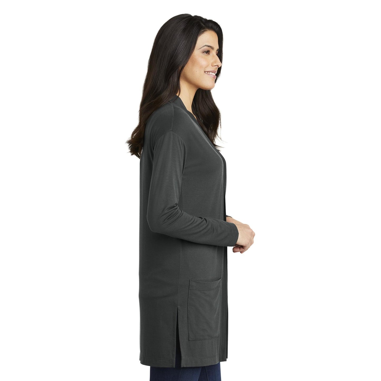 Black Cardigans - Port Authority - Stylish Long Pocket