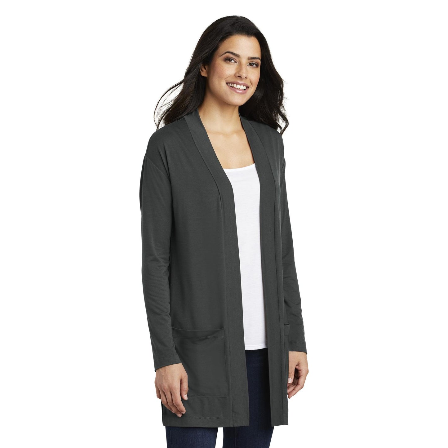 Black Cardigans - Port Authority - Stylish Long Pocket
