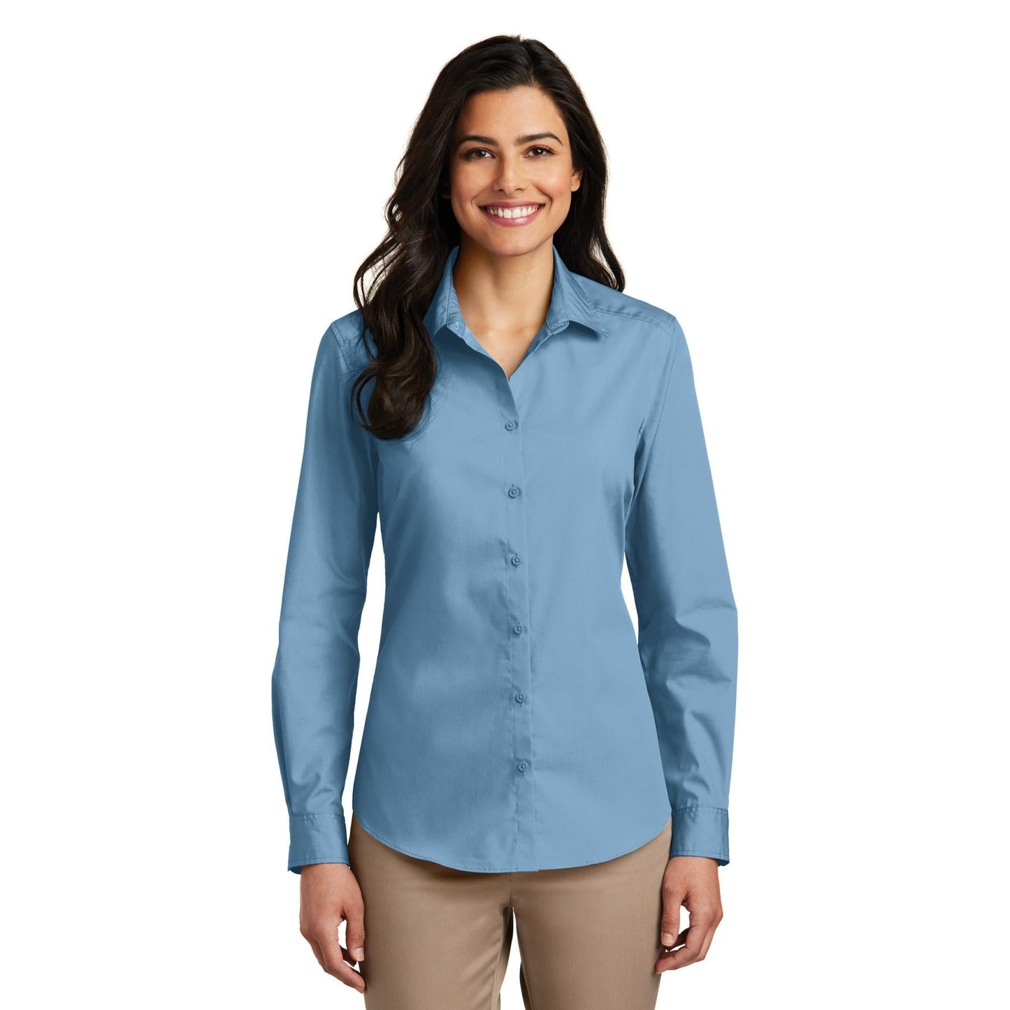 White Button Up Shirt - Port Authority - Long Sleeve Carefree