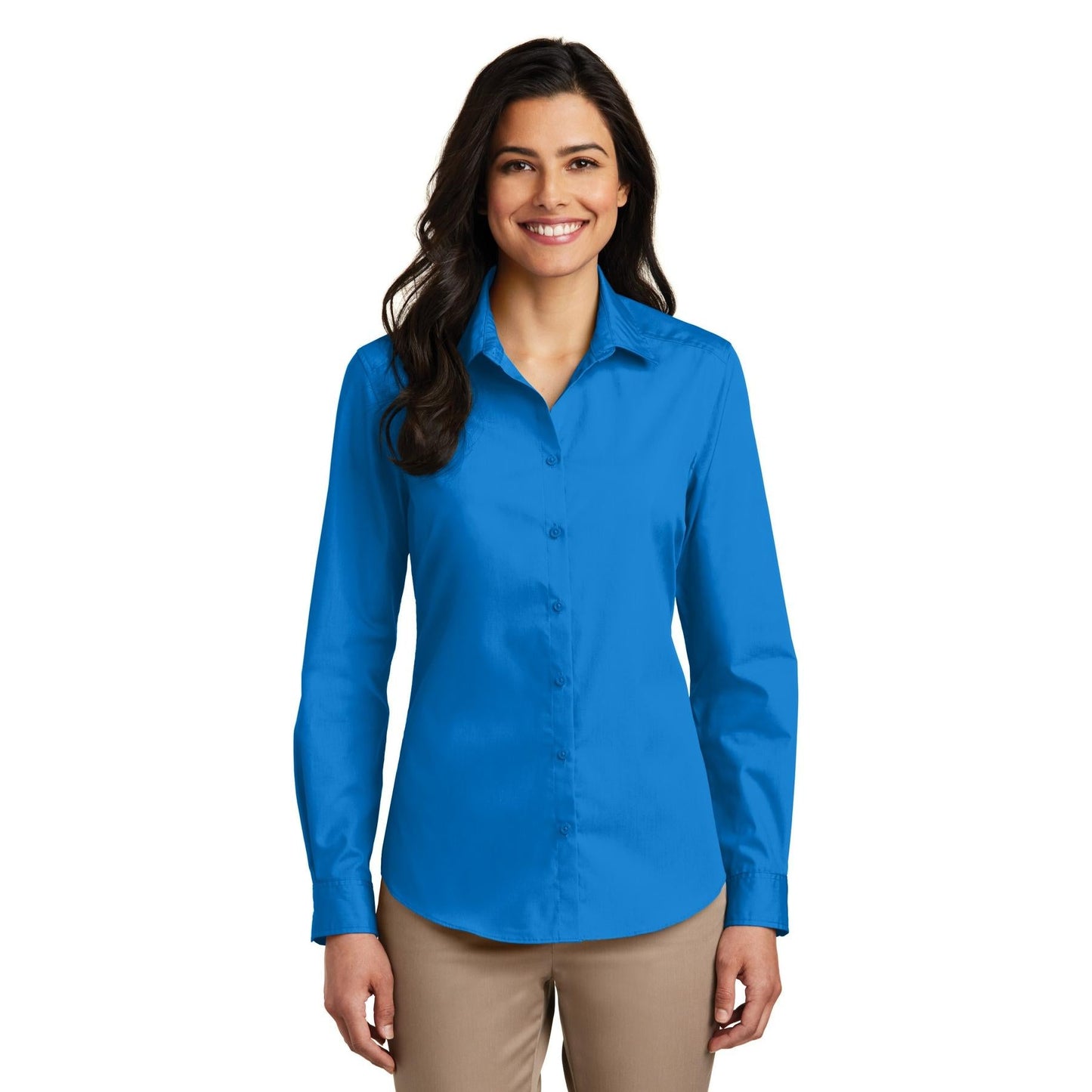 White Button Up Shirt - Port Authority - Long Sleeve Carefree