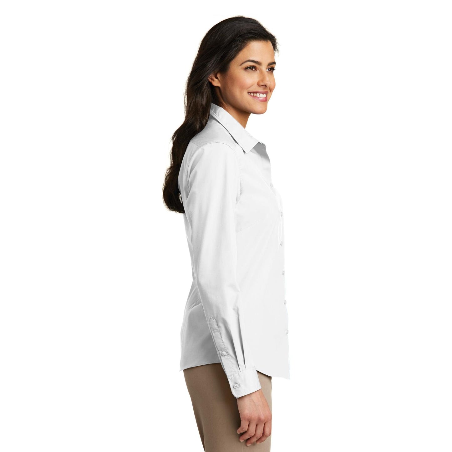 White Button Up Shirt - Port Authority - Long Sleeve Carefree