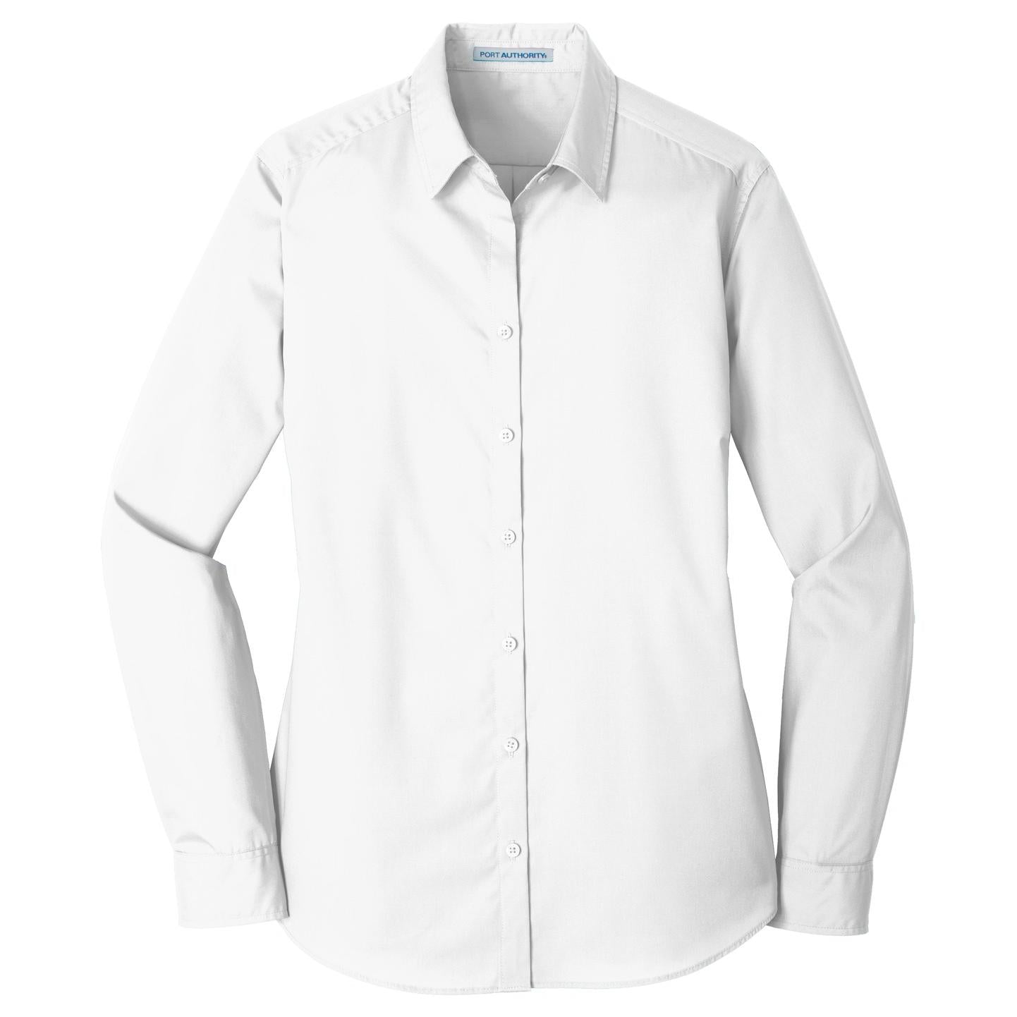 White Button Up Shirt - Port Authority - Long Sleeve Carefree