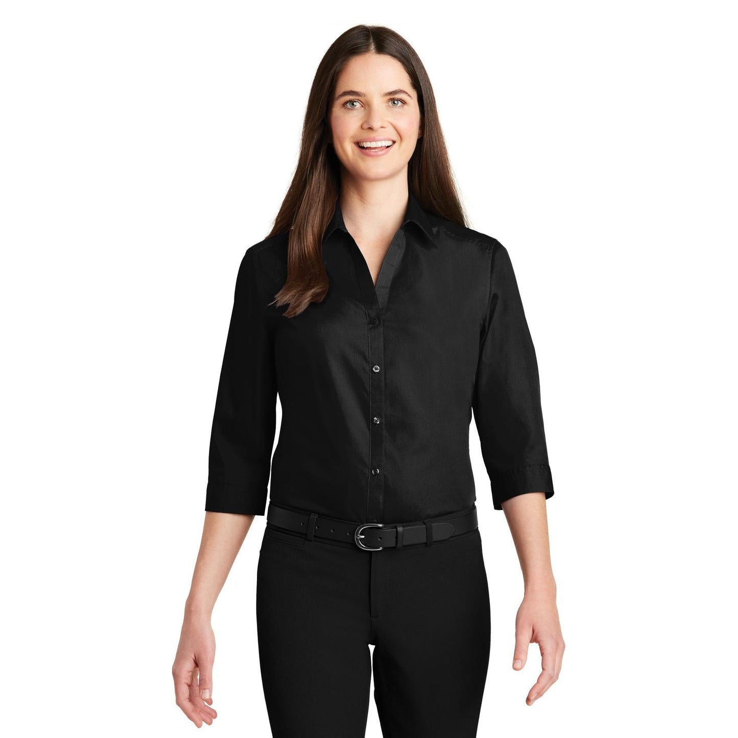 Deep Black Button Up Shirts - Port Authority - Stylish