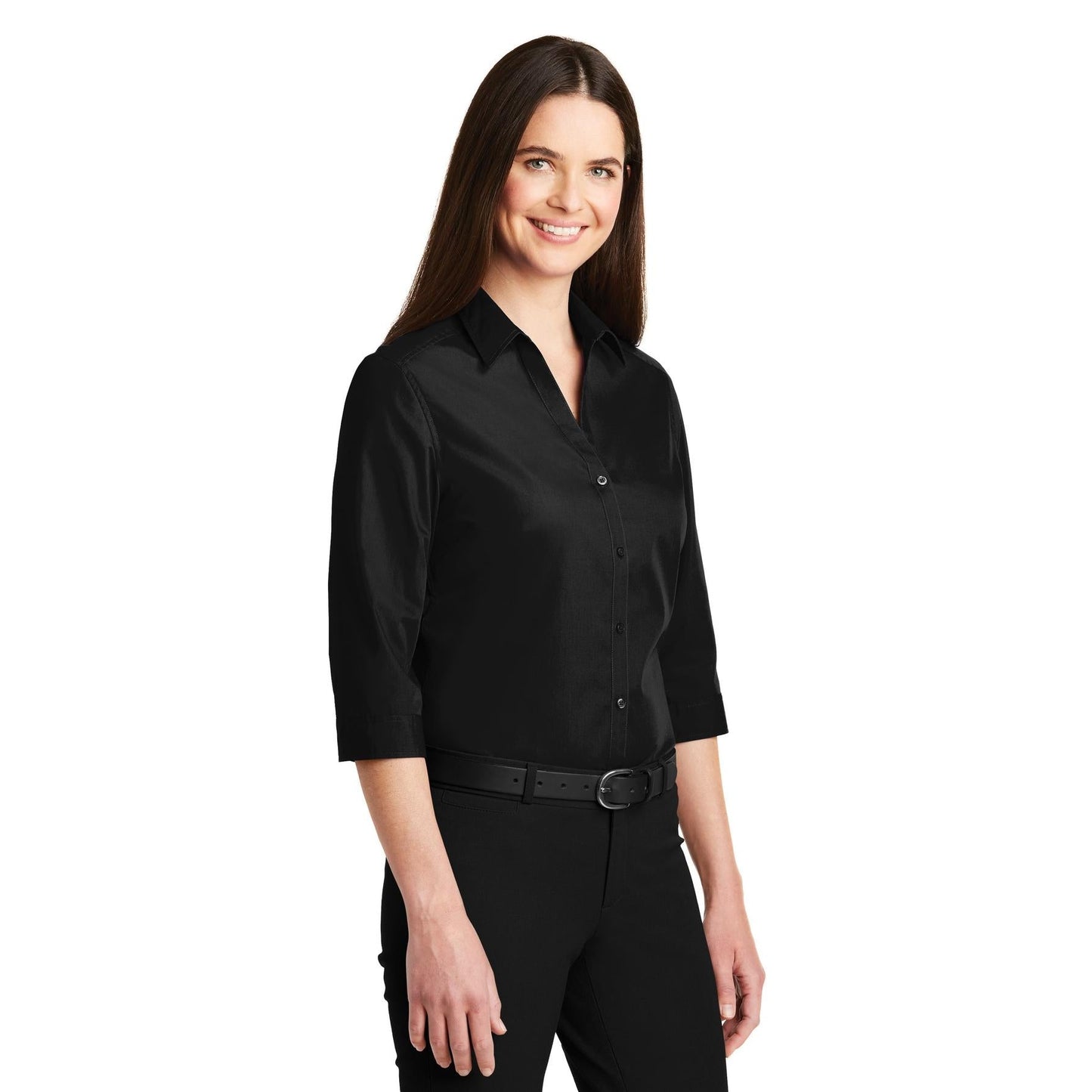 Deep Black Button Up Shirts - Port Authority - Stylish