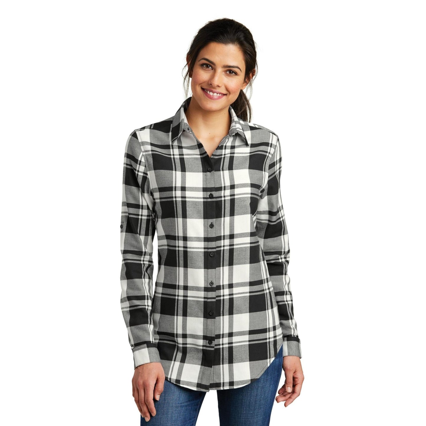 Grey/Black Flannel Shirt - Port Authority - Soft Fabric