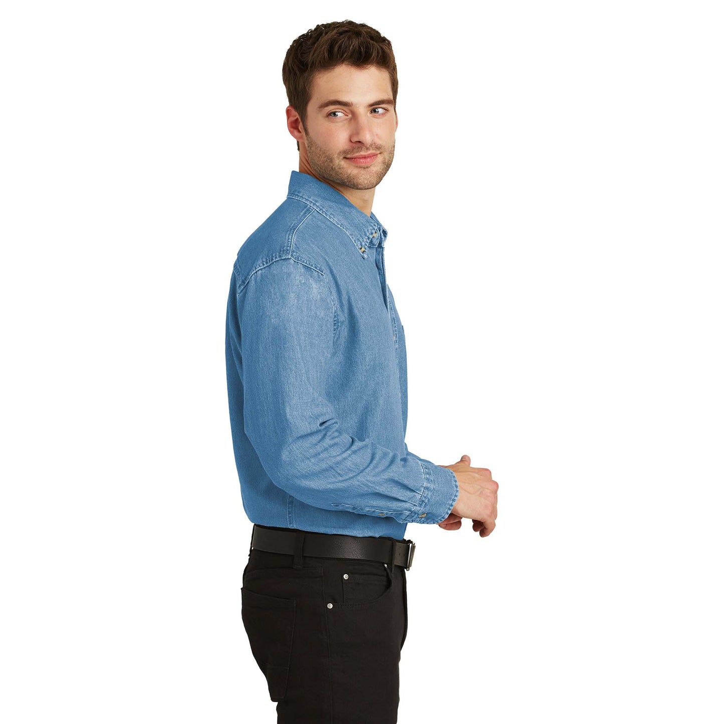 Faded Denim Shirt - Port Authority - Stylish Cotton