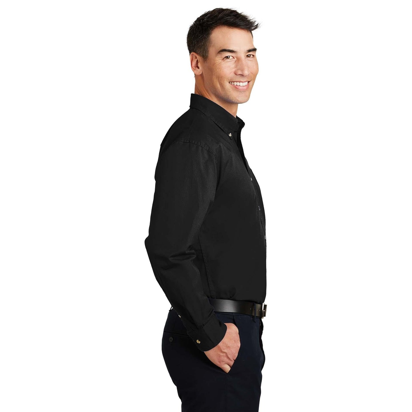 Classic Navy Button Up Shirt - Port Authority - Classic Fit