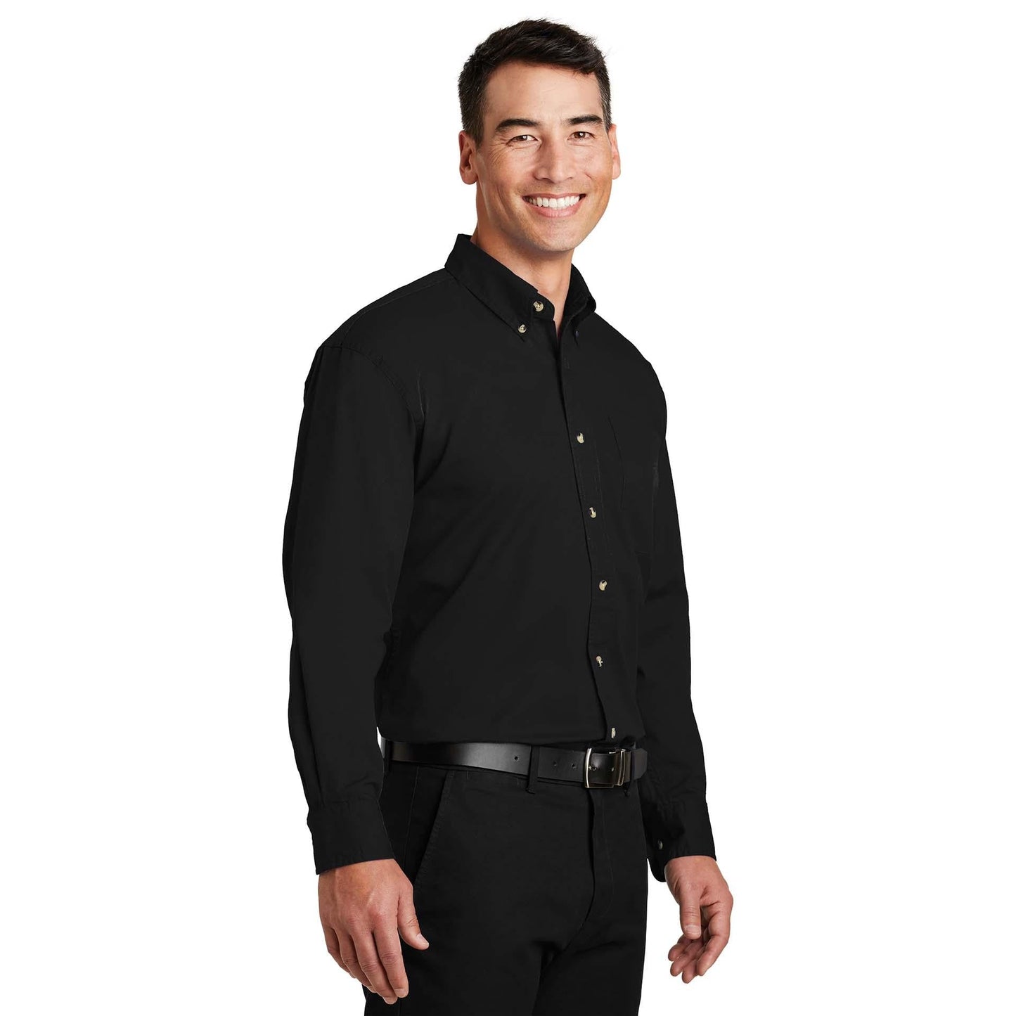 Classic Navy Button Up Shirt - Port Authority - Classic Fit