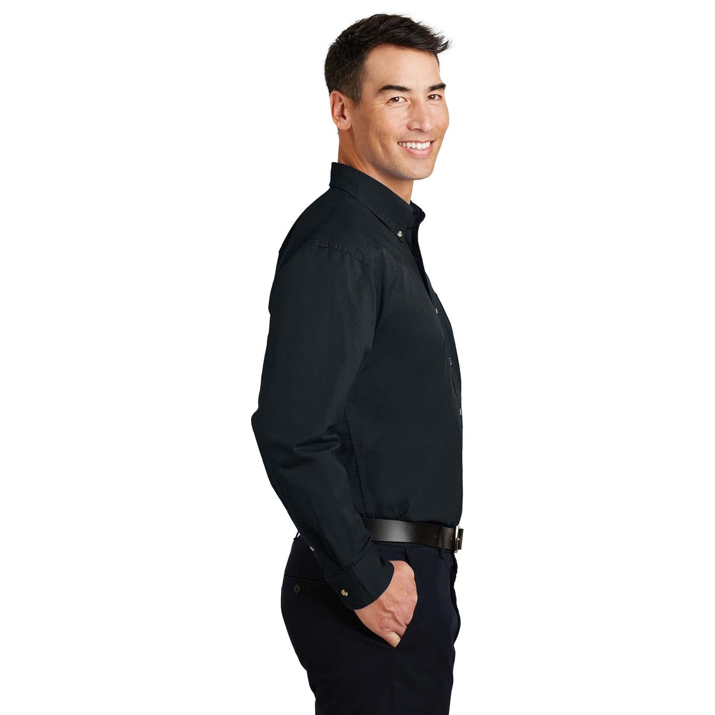 Classic Navy Button Up Shirt - Port Authority - Classic Fit