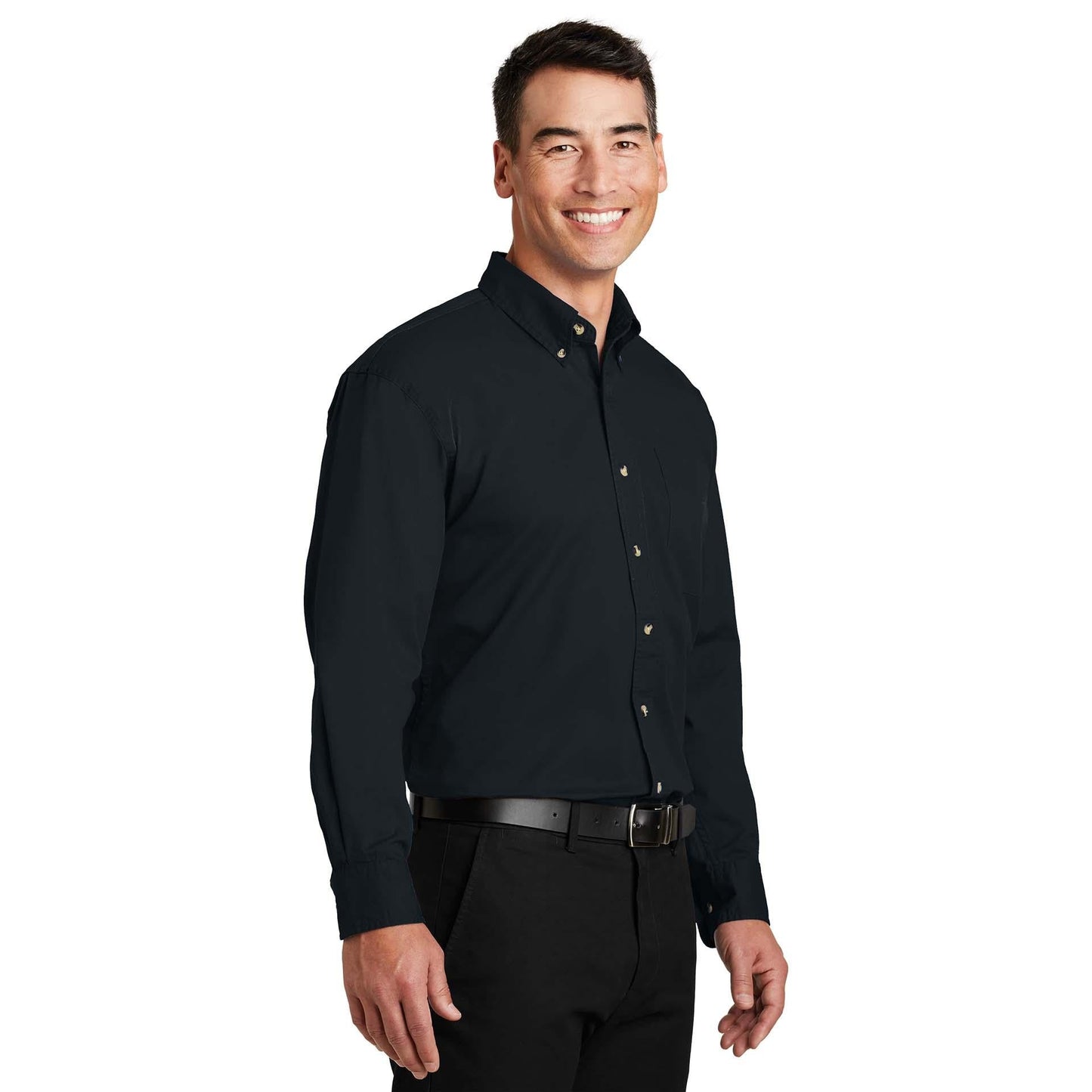 Classic Navy Button Up Shirt - Port Authority - Classic Fit