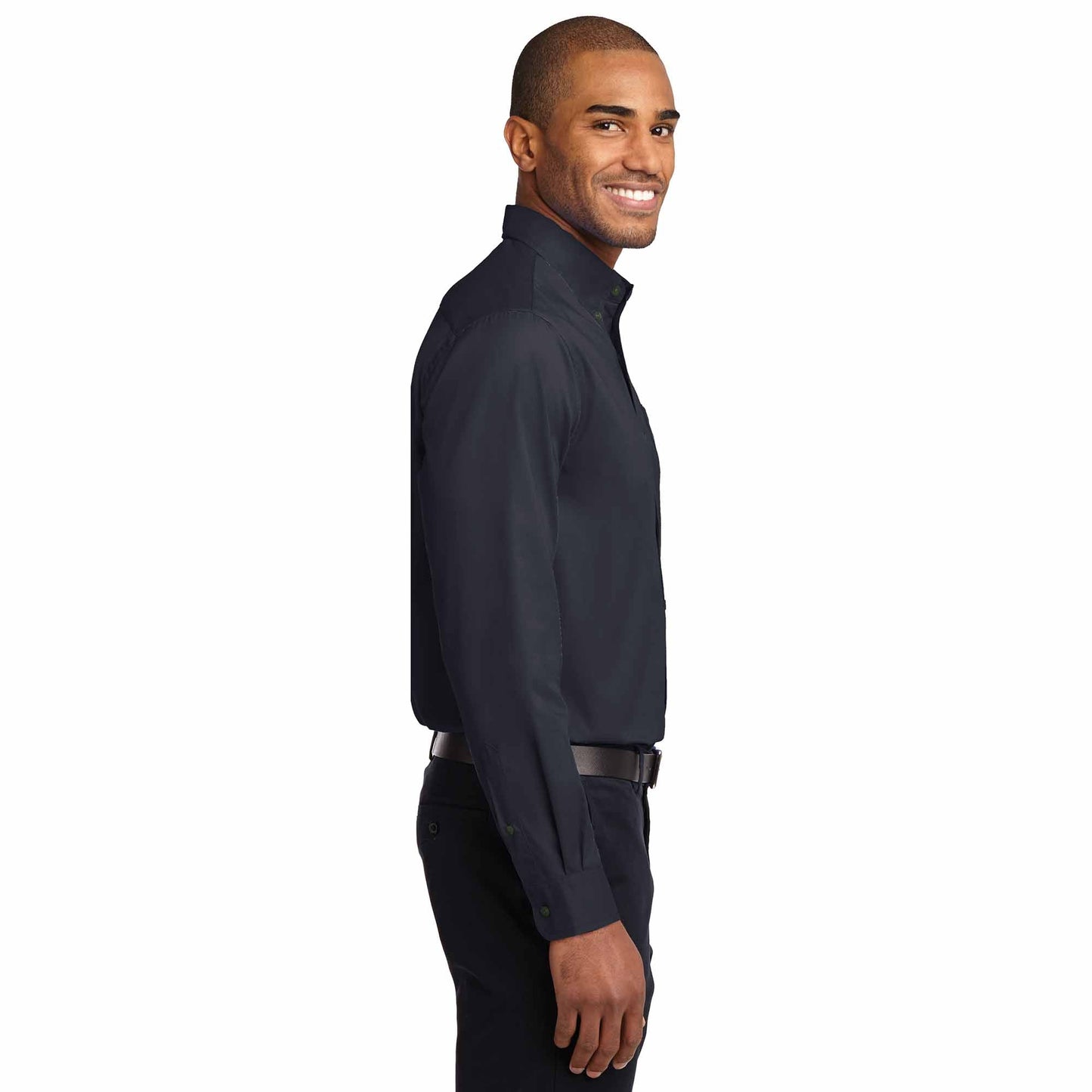 Black/Light Stone Button Up Shirt - Port Authority - Durable