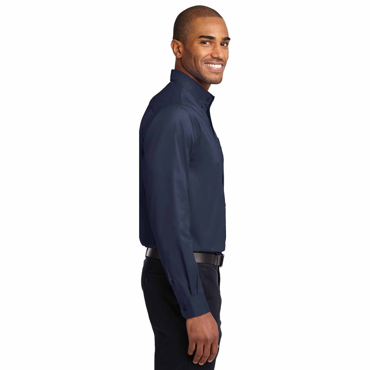 Black/Light Stone Button Up Shirt - Port Authority - Durable