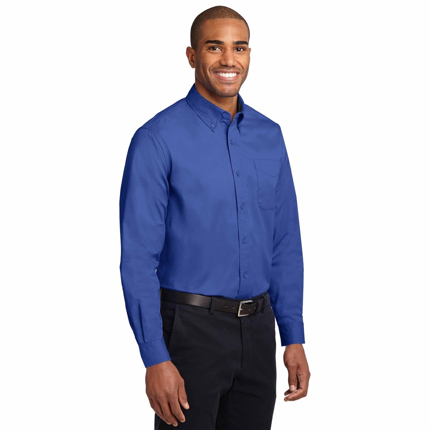 Black/Light Stone Button Up Shirt - Port Authority - Durable