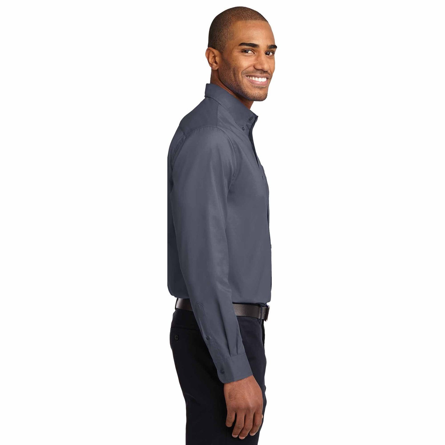 Black/Light Stone Button Up Shirt - Port Authority - Durable