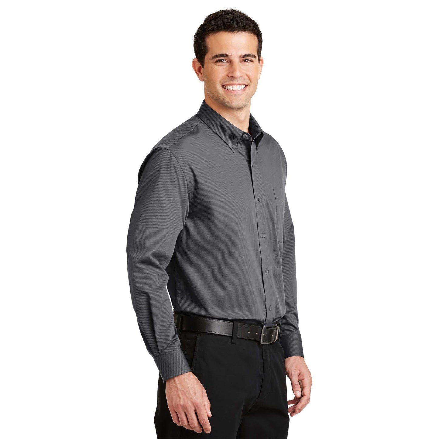 Grey Button Up Shirt - Port Authority - Stylish Design