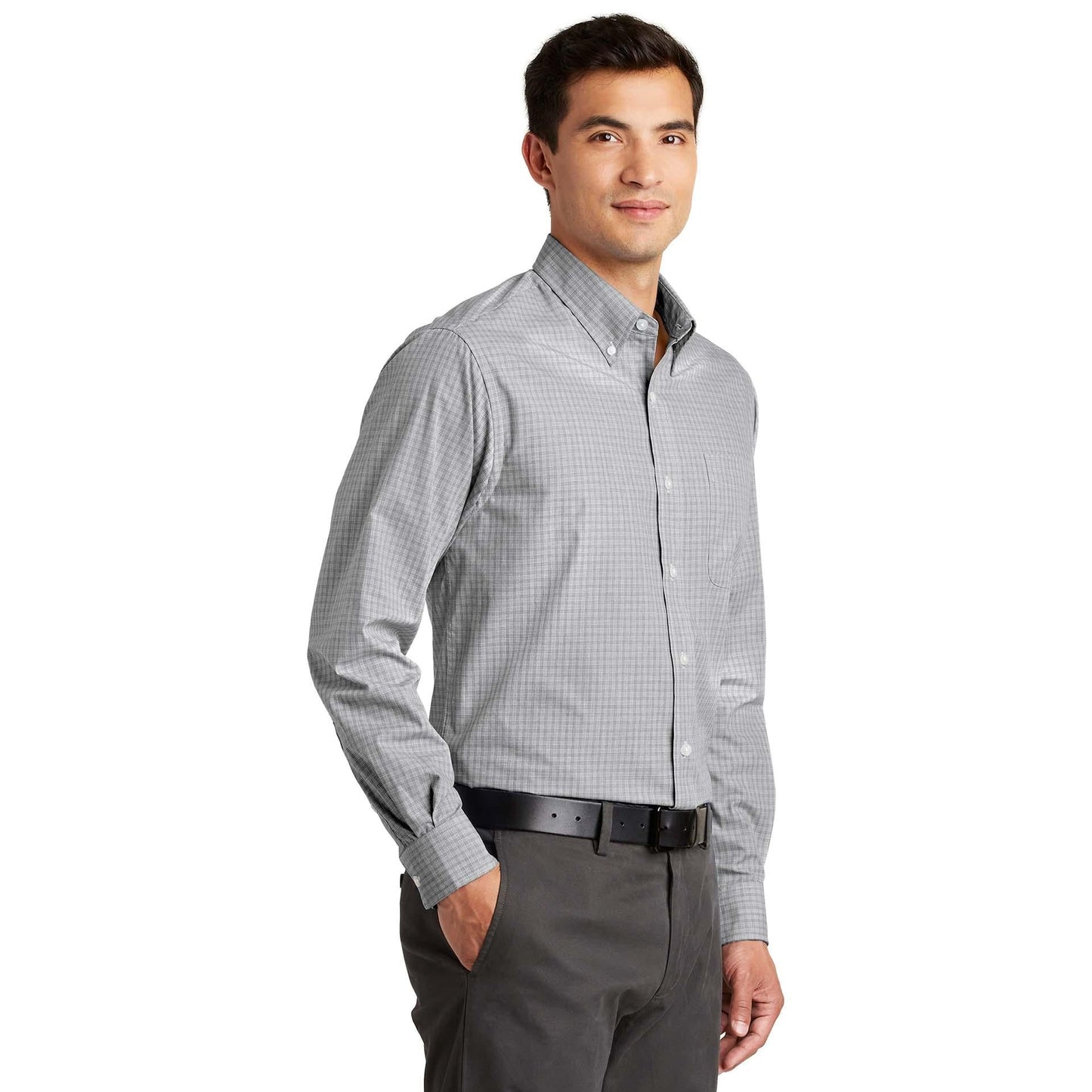 White Plaid Button Up Shirt - Port Authority - Comfortable