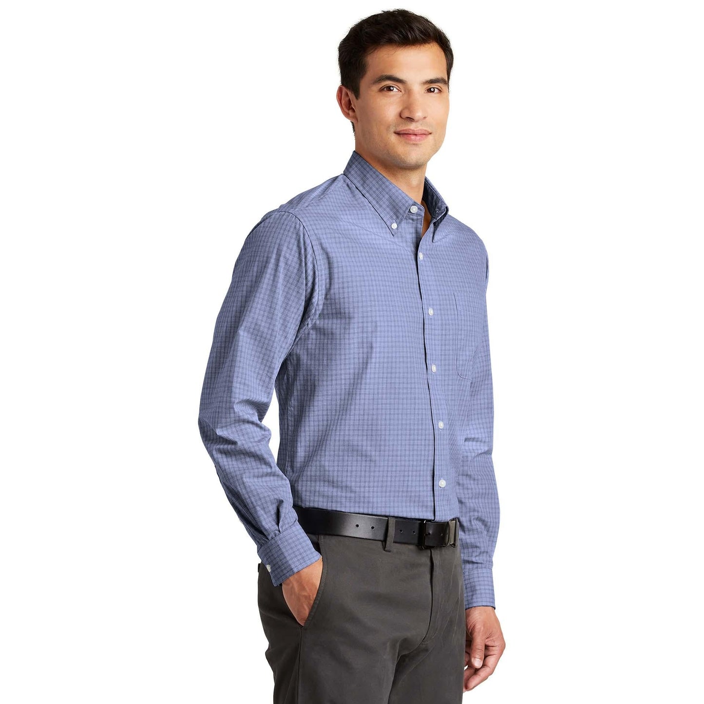 White Plaid Button Up Shirt - Port Authority - Comfortable