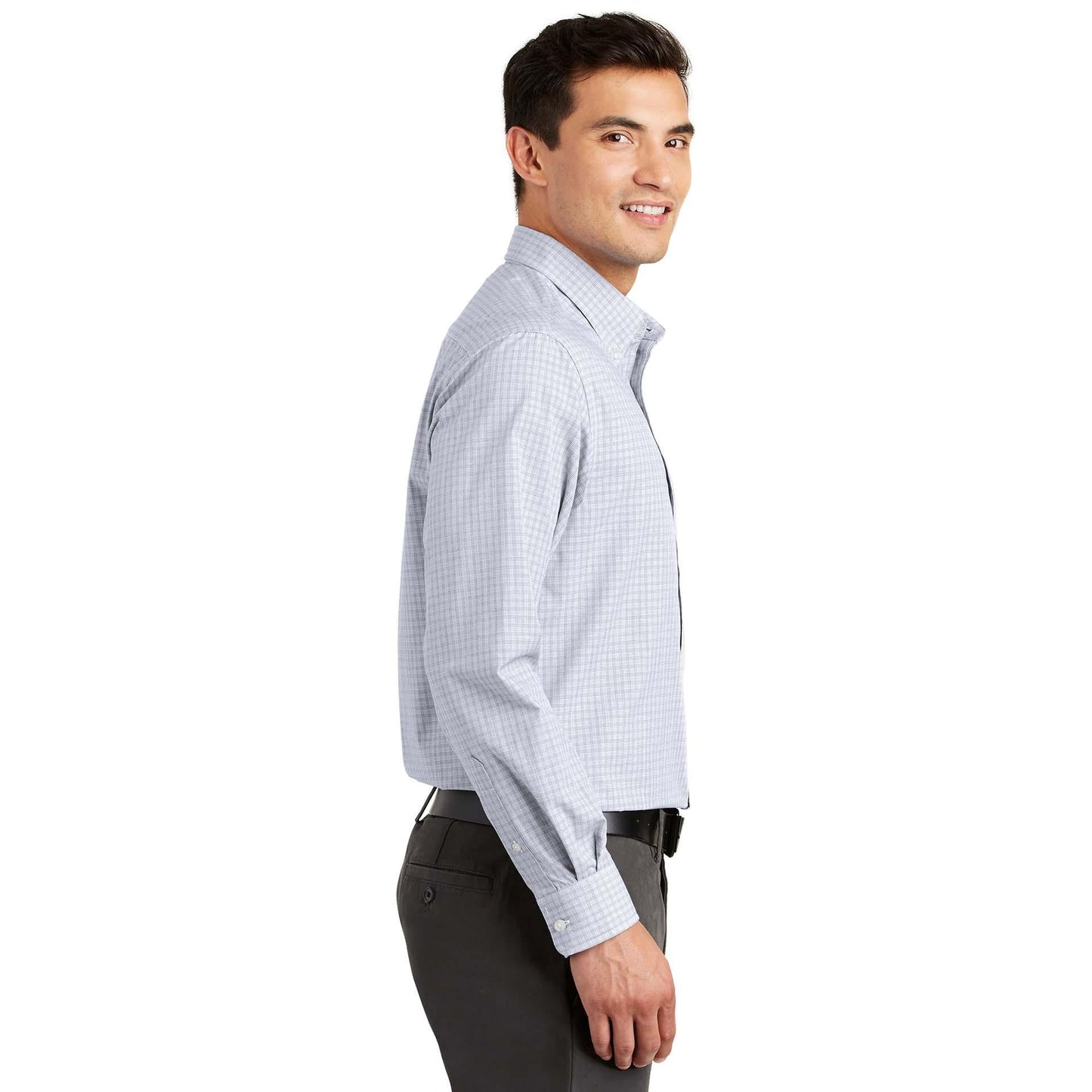 White Plaid Button Up Shirt - Port Authority - Comfortable