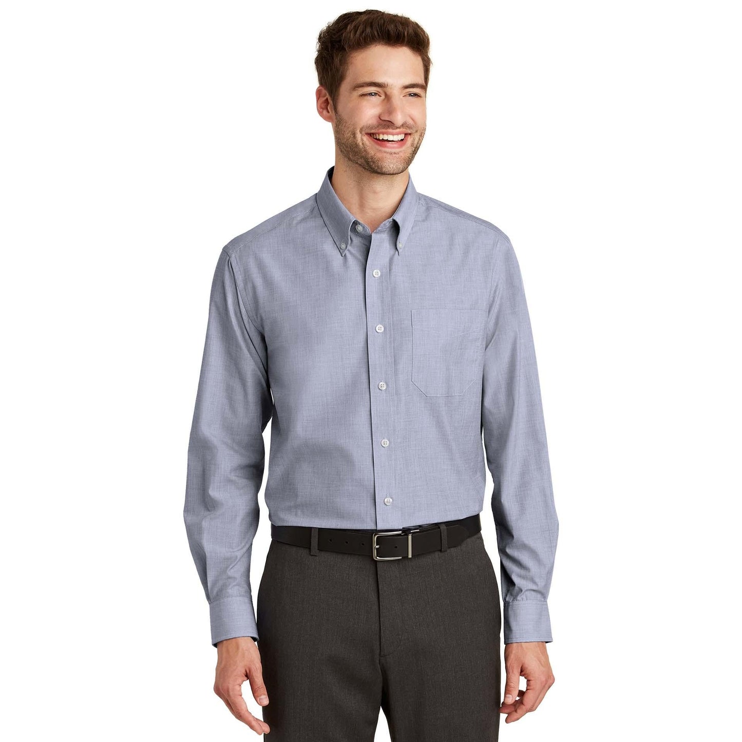 Chambray Blue Button Up Shirt - Port Authority - Easy Care