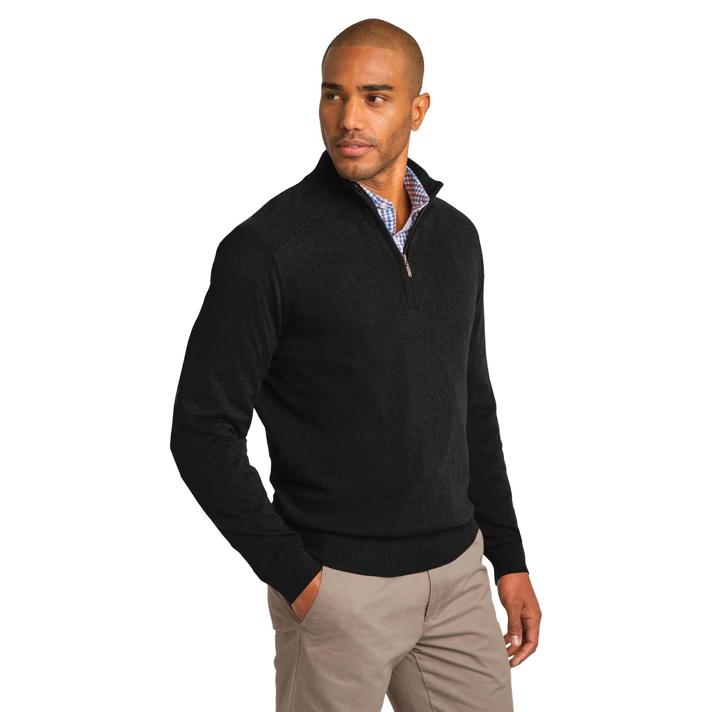 Navy Sweater - Port Authority - Stylish Rib Knit - Fashionable