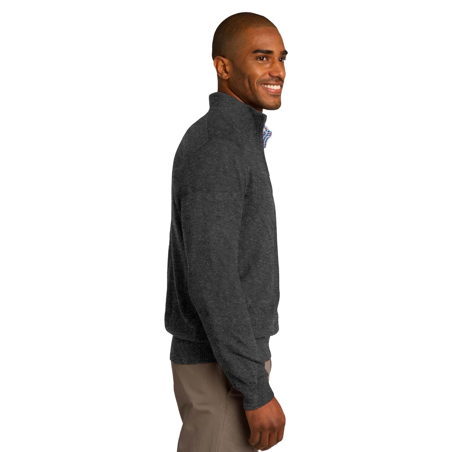 Navy Sweater - Port Authority - Stylish Rib Knit - Fashionable