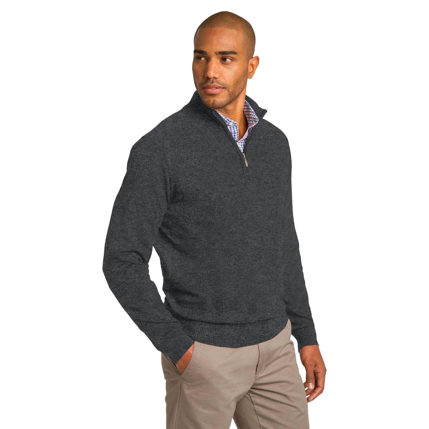 Navy Sweater - Port Authority - Stylish Rib Knit - Fashionable