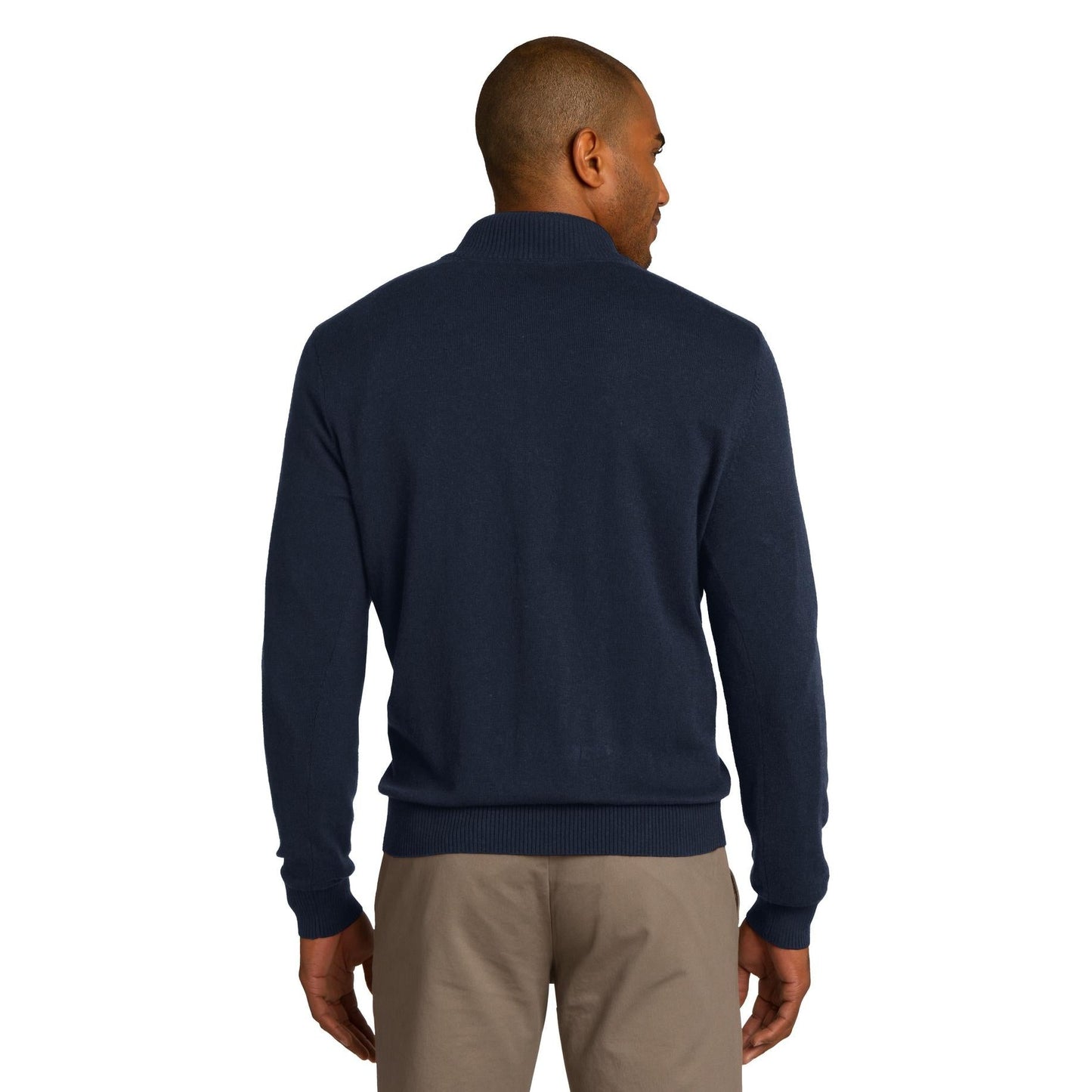 Navy Sweater - Port Authority - Stylish Rib Knit - Fashionable