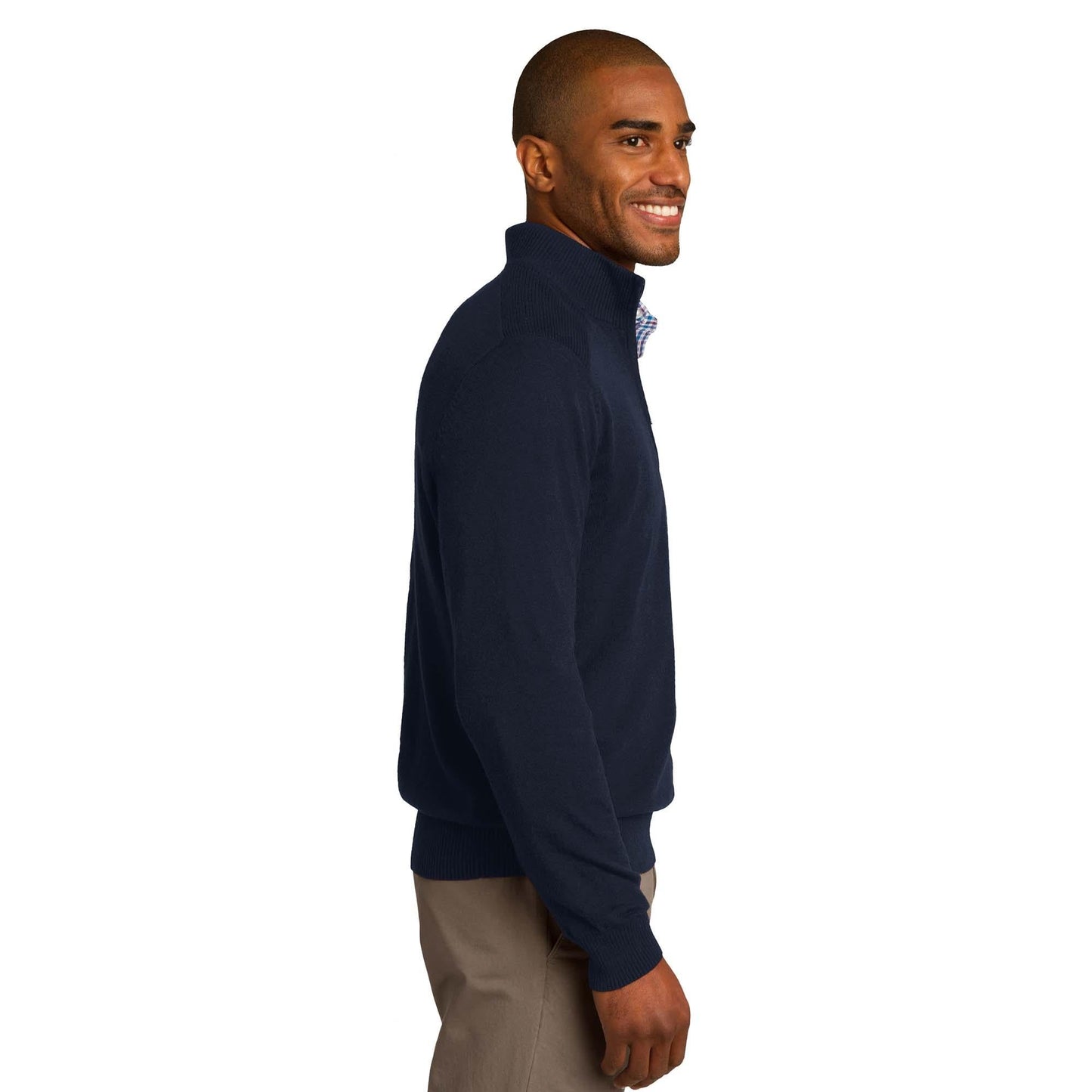Navy Sweater - Port Authority - Stylish Rib Knit - Fashionable