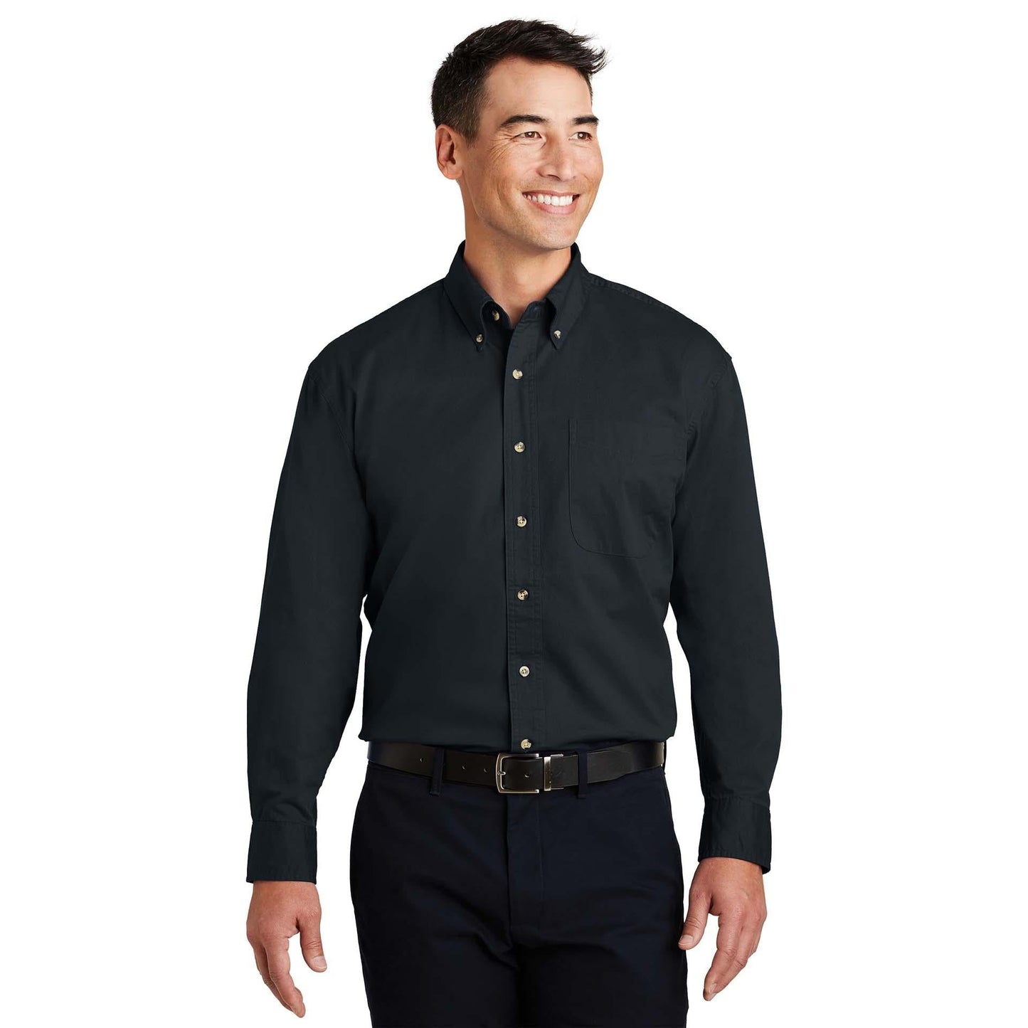 Black Button Up Shirts - Port Authority - Cotton Twill