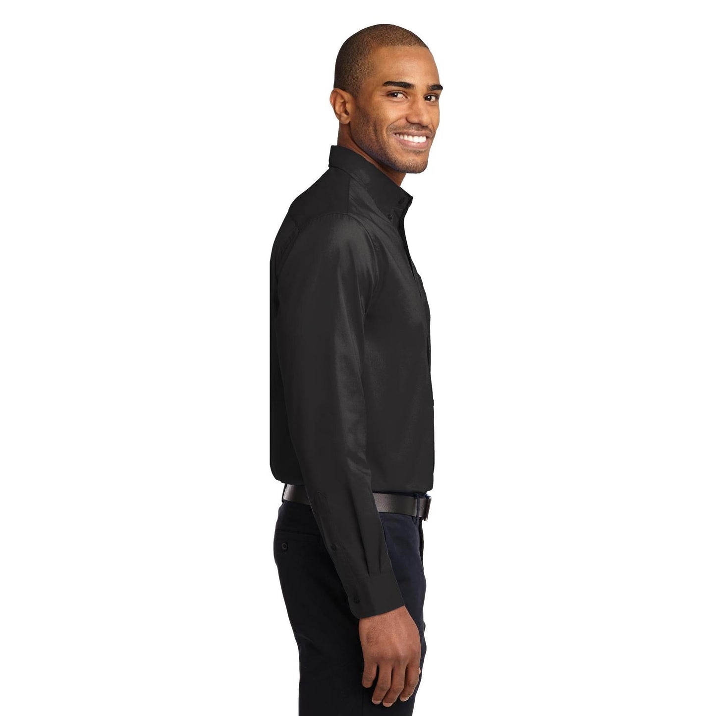 Black/Light Stone Button Up Shirt - Port Authority - Easy Care