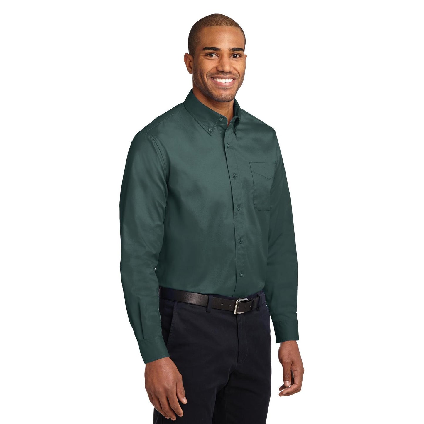 Black/Light Stone Button Up Shirt - Port Authority - Easy Care