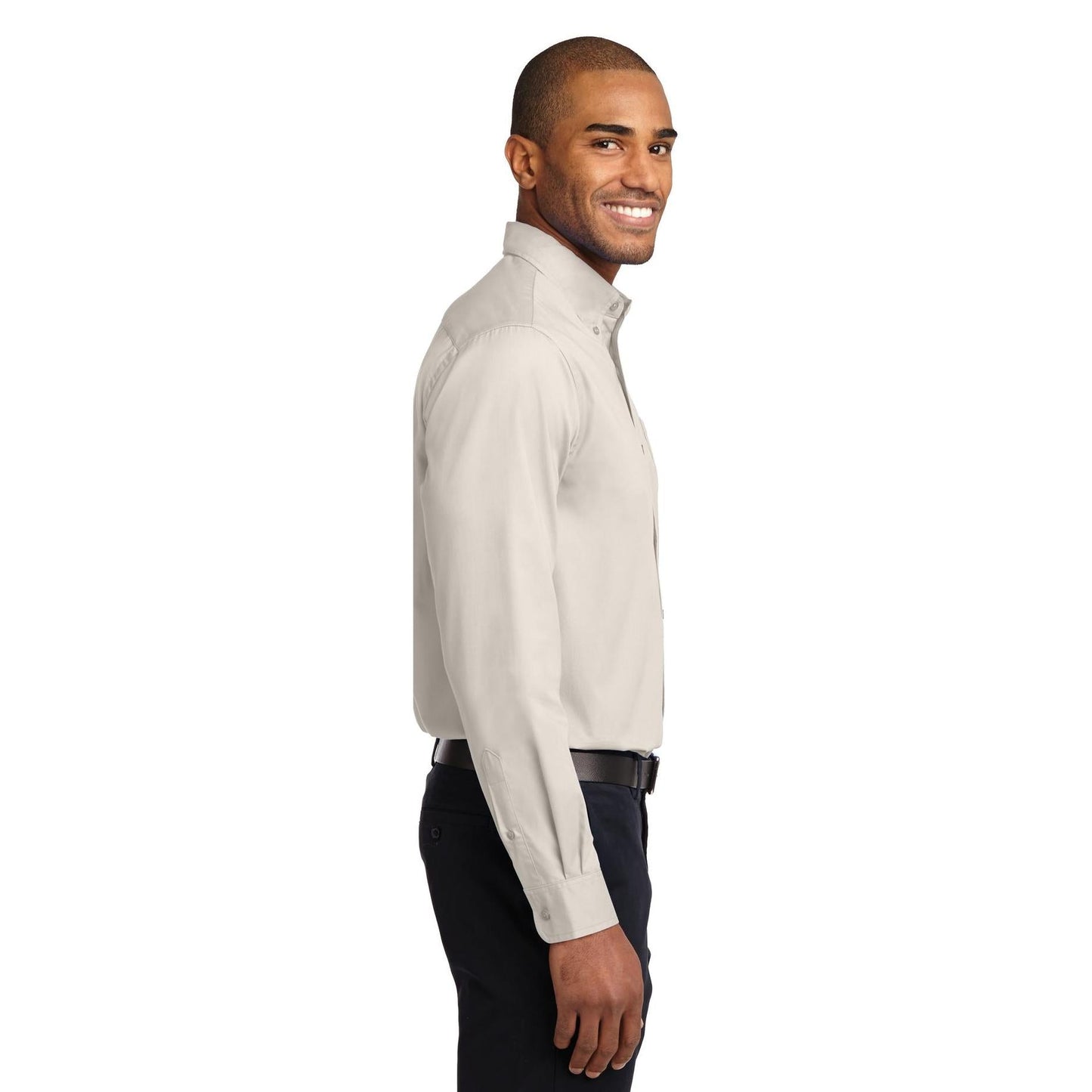 Black/Light Stone Button Up Shirt - Port Authority - Easy Care