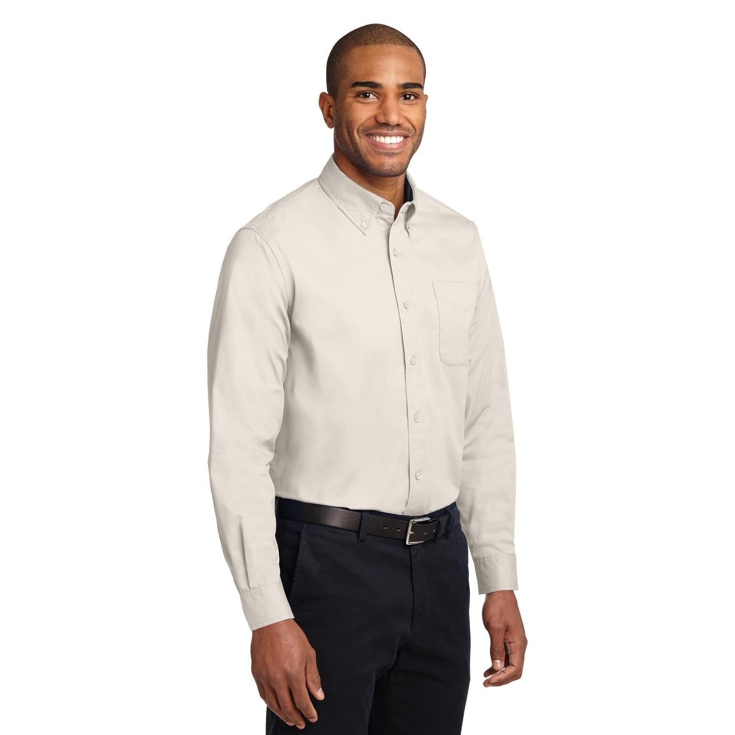 Black/Light Stone Button Up Shirt - Port Authority - Easy Care